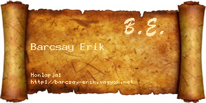 Barcsay Erik névjegykártya
